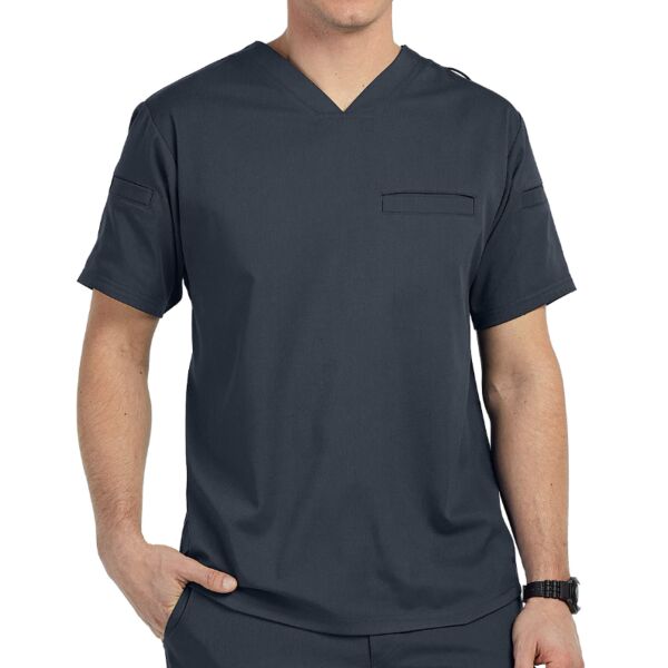 Grey's Anatomy Men's 2 Pkt V-Neck Top GRST079 Steel & Indigo Thumbnail