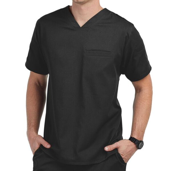 Grey's Anatomy Men's 2 Pkt V-Neck Top Black GRST079 Thumbnail