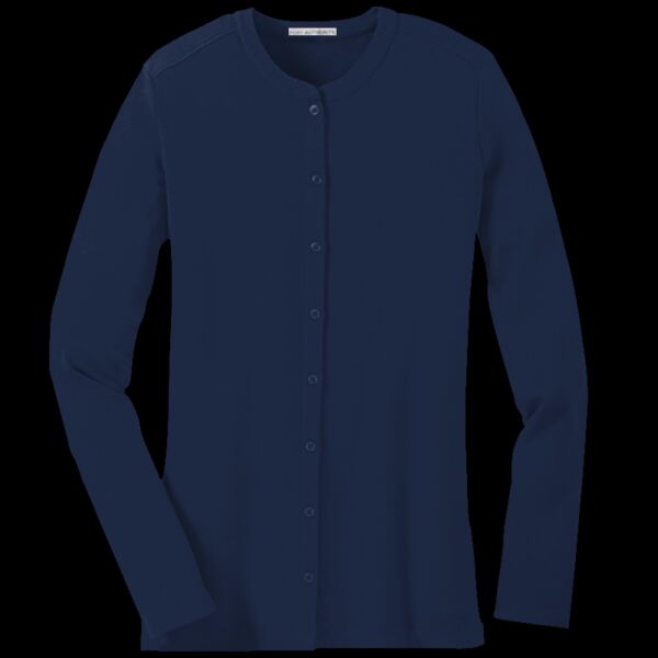 Ladies Concept Stretch Button Front Cardigan Thumbnail